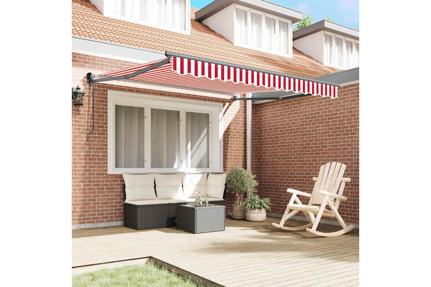 Vidaxl Retractable Awning Red And White 300 X 250 Cm Polyester Metal-3