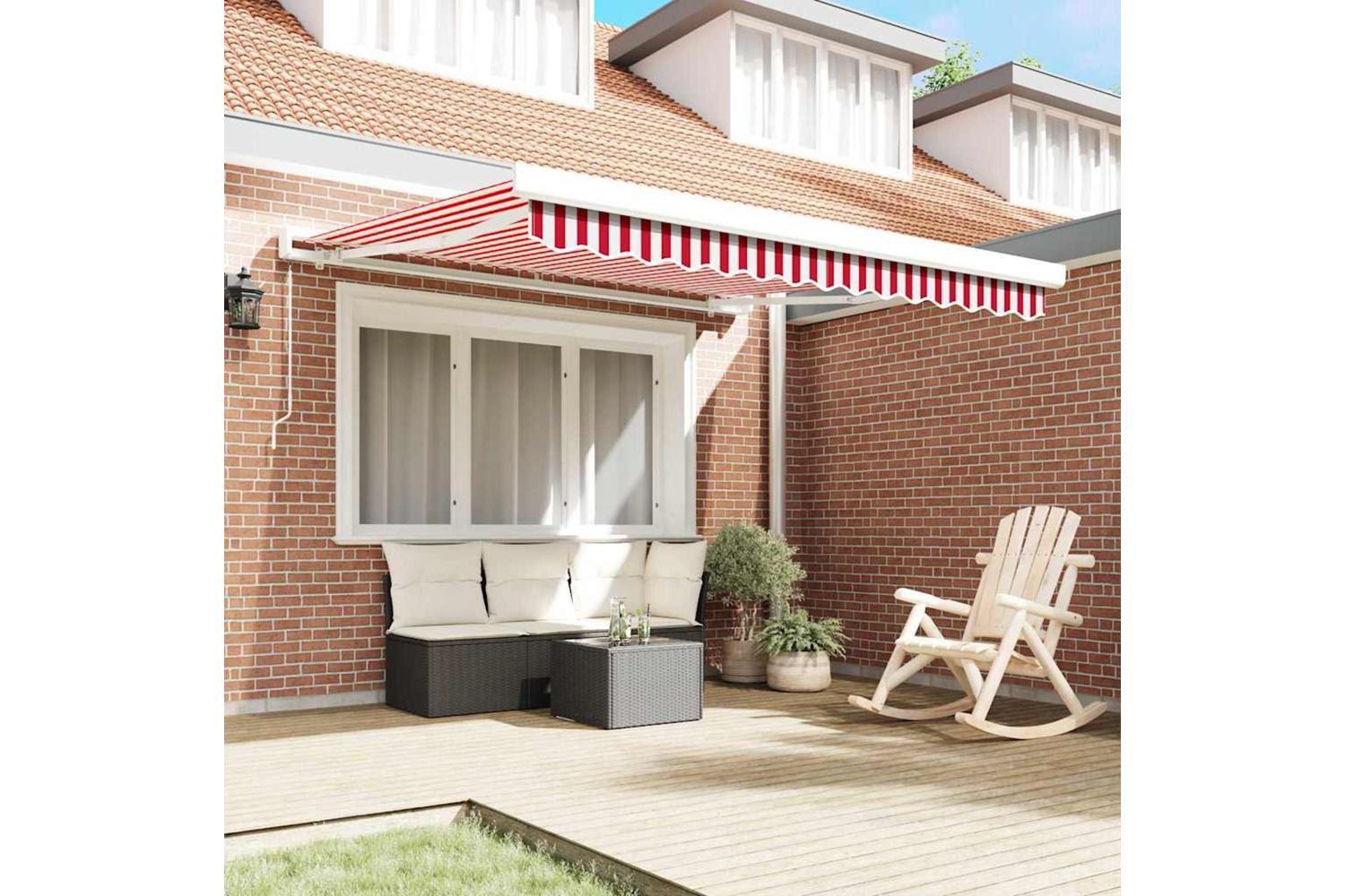Vidaxl Retractable Awning Red And White 300 X 250 Cm Fabric And Metal-3