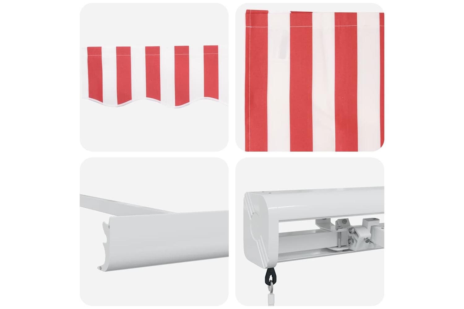 Vidaxl Retractable Awning Red And White 300 X 250 Cm Fabric And Metal-8