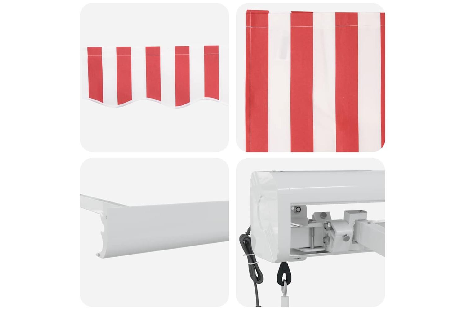 Vidaxl Retractable Awning Red And White 300 X 250 Cm Fabric And Metal-8