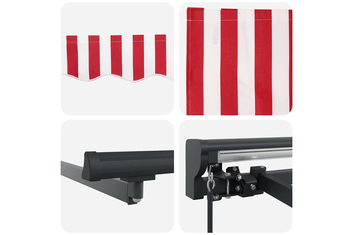 Vidaxl Retractable Awning Red And White Stripe 300x250 Cm Fabric-8