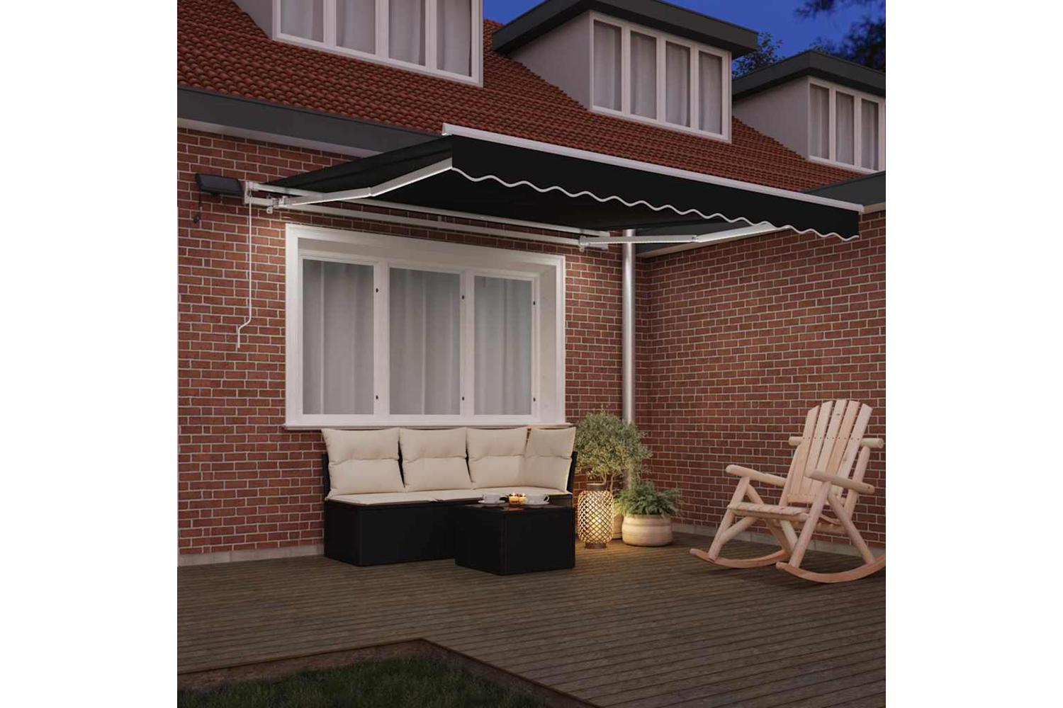 Vidaxl Retractable Awning With Manual Black 300 X 250 Cm Fabric-3