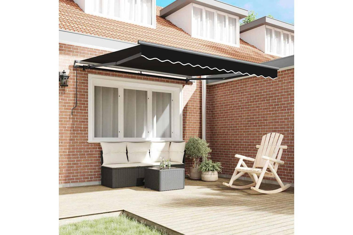 Vidaxl Retractable Awning Manual Black 300 X 250 Cm Fabric-3