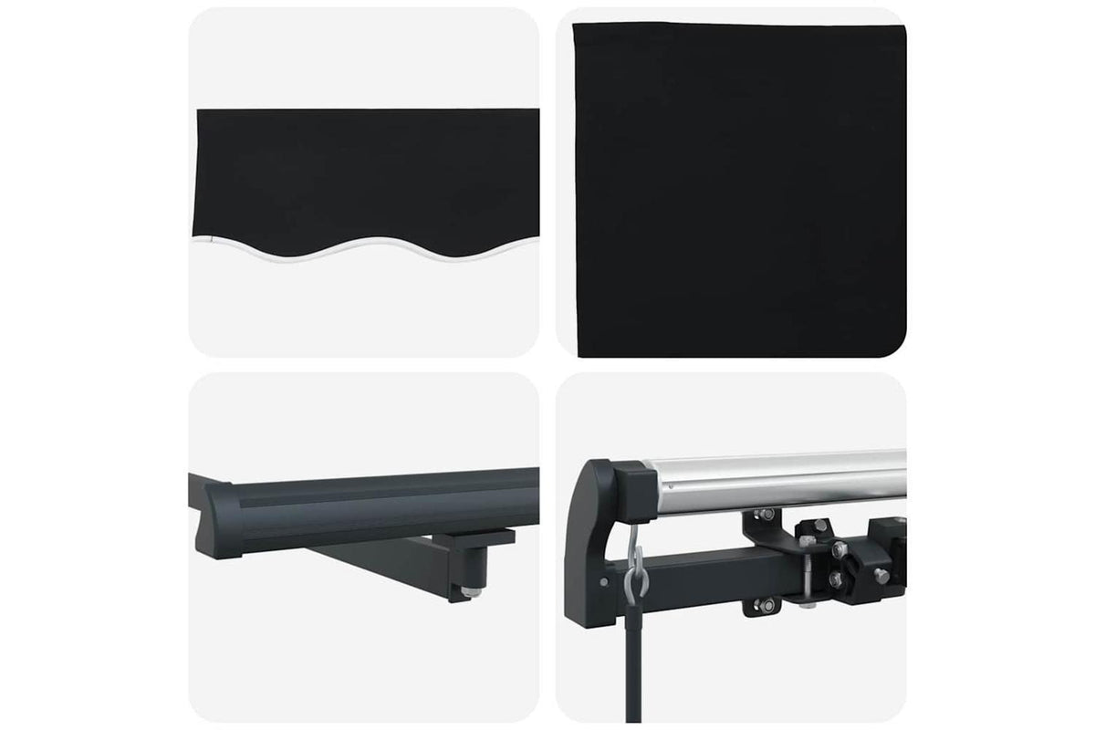Vidaxl Retractable Awning Manual Black 300 X 250 Cm Fabric-8