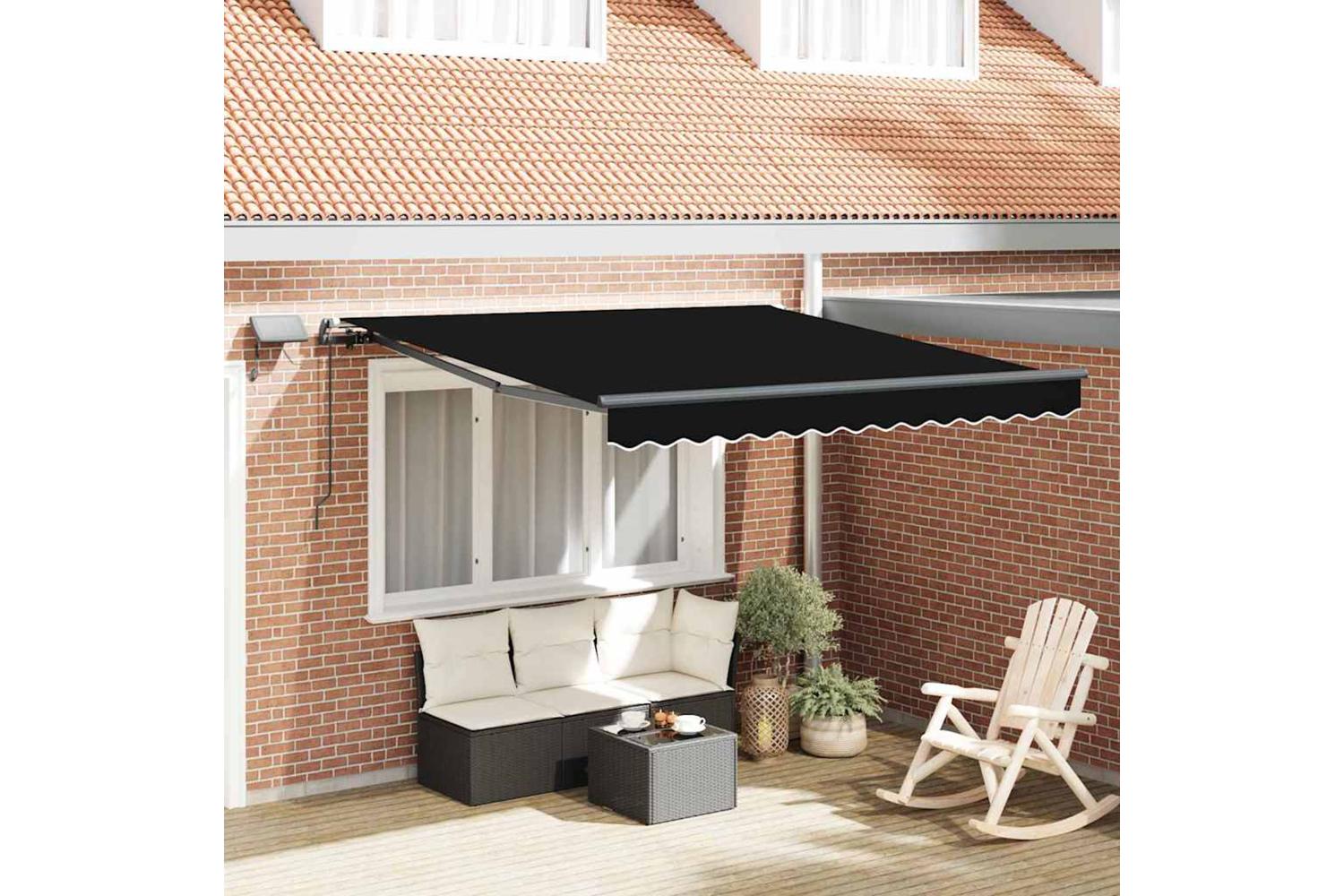 Vidaxl Retractable Awning Manual Black 300 X 250 Cm Fabric-3