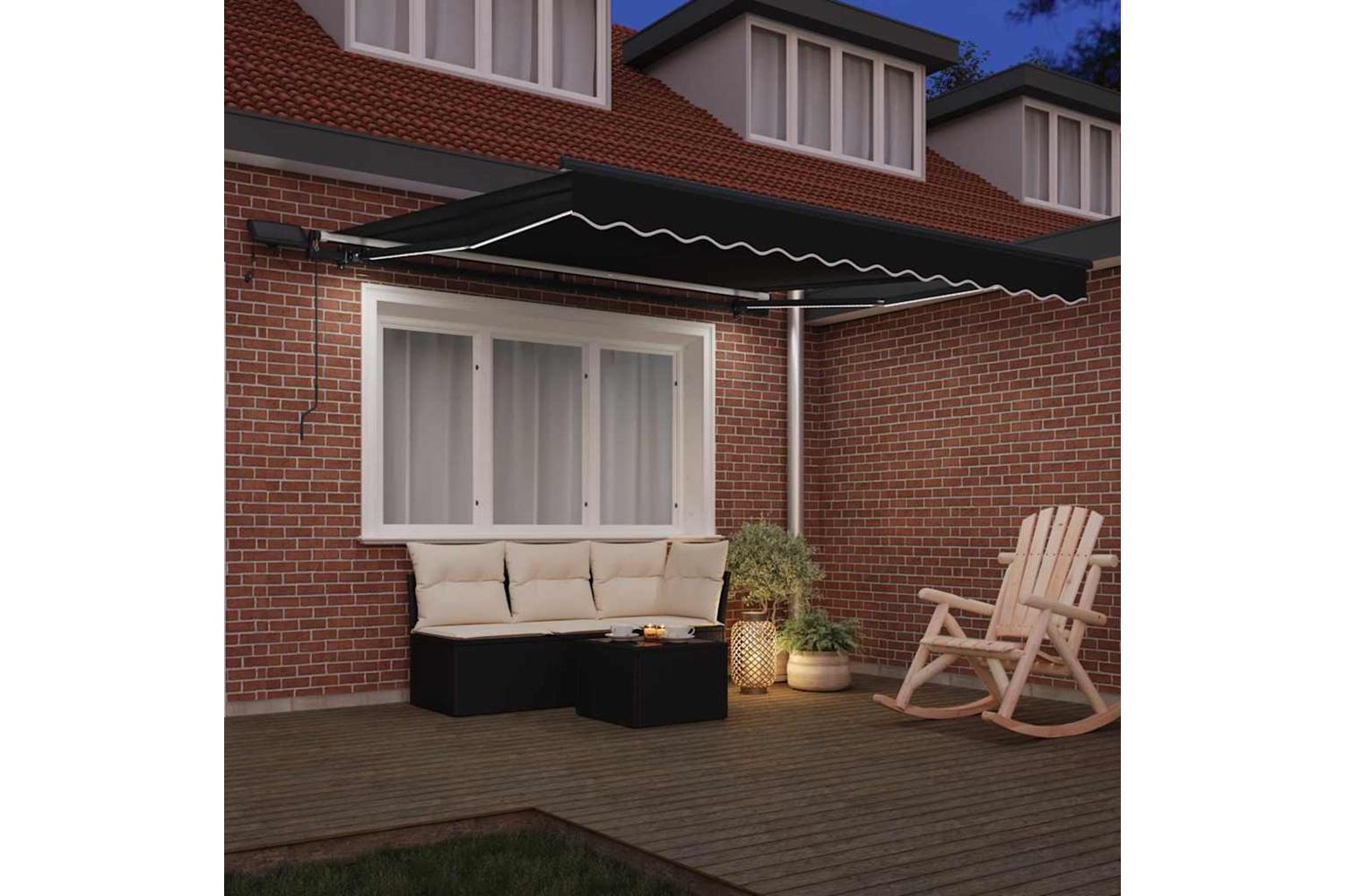 Vidaxl Retractable Awning Manual Black 300 X 250 Cm Fabric-5