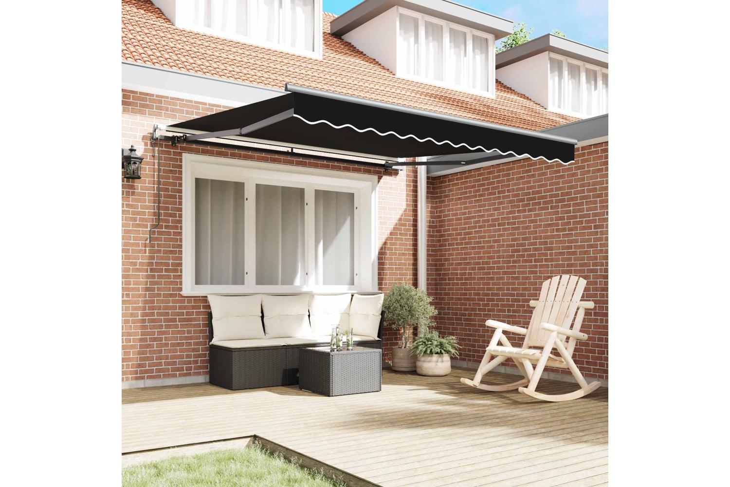 Vidaxl Retractable Awning Black 300 X 250 Cm Fabric-3