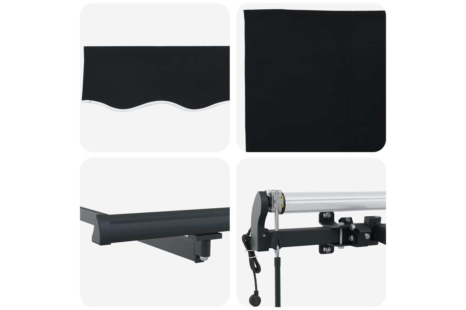 Vidaxl Retractable Awning Black 300 X 250 Cm Fabric-8