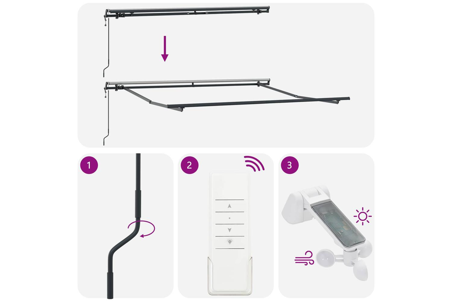 Vidaxl Retractable Awning Black 300 X 250 Cm Fabric-10