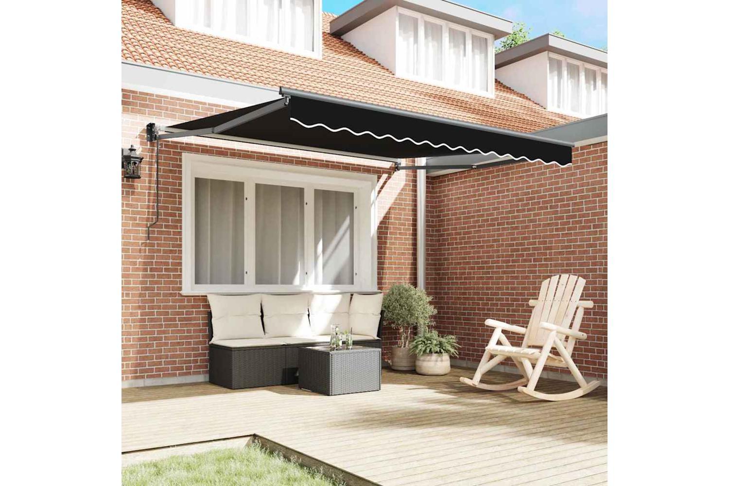 Vidaxl Awning Retractable Black 3 X 25 M Polyester And Metal-3