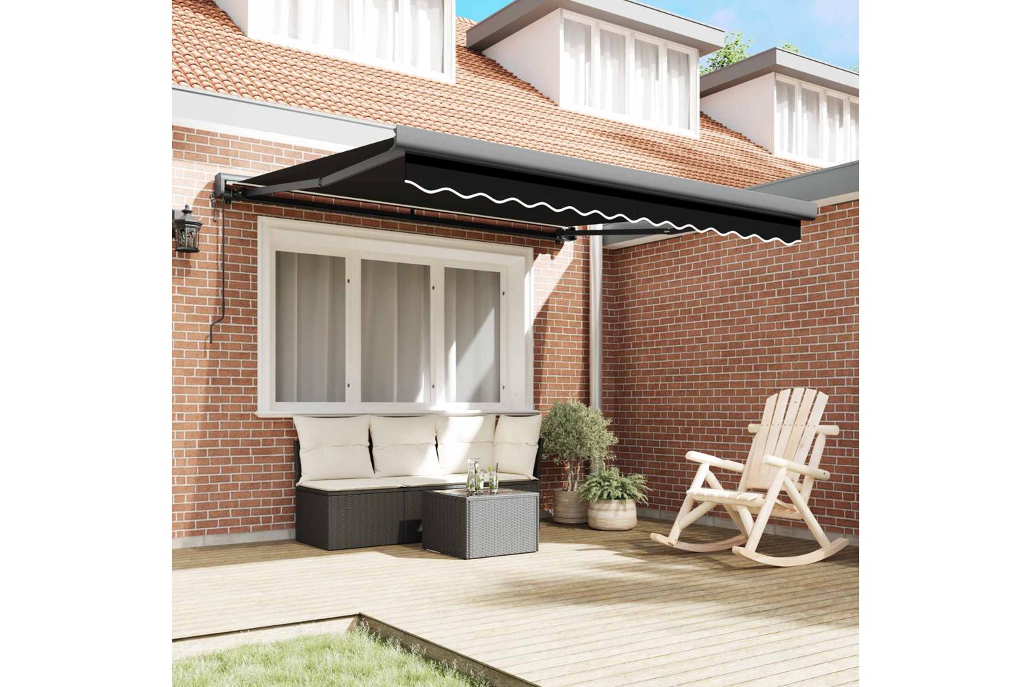 Vidaxl Retractable Awning Manual Black 300 X 250 Cm Fabric And Metal-3