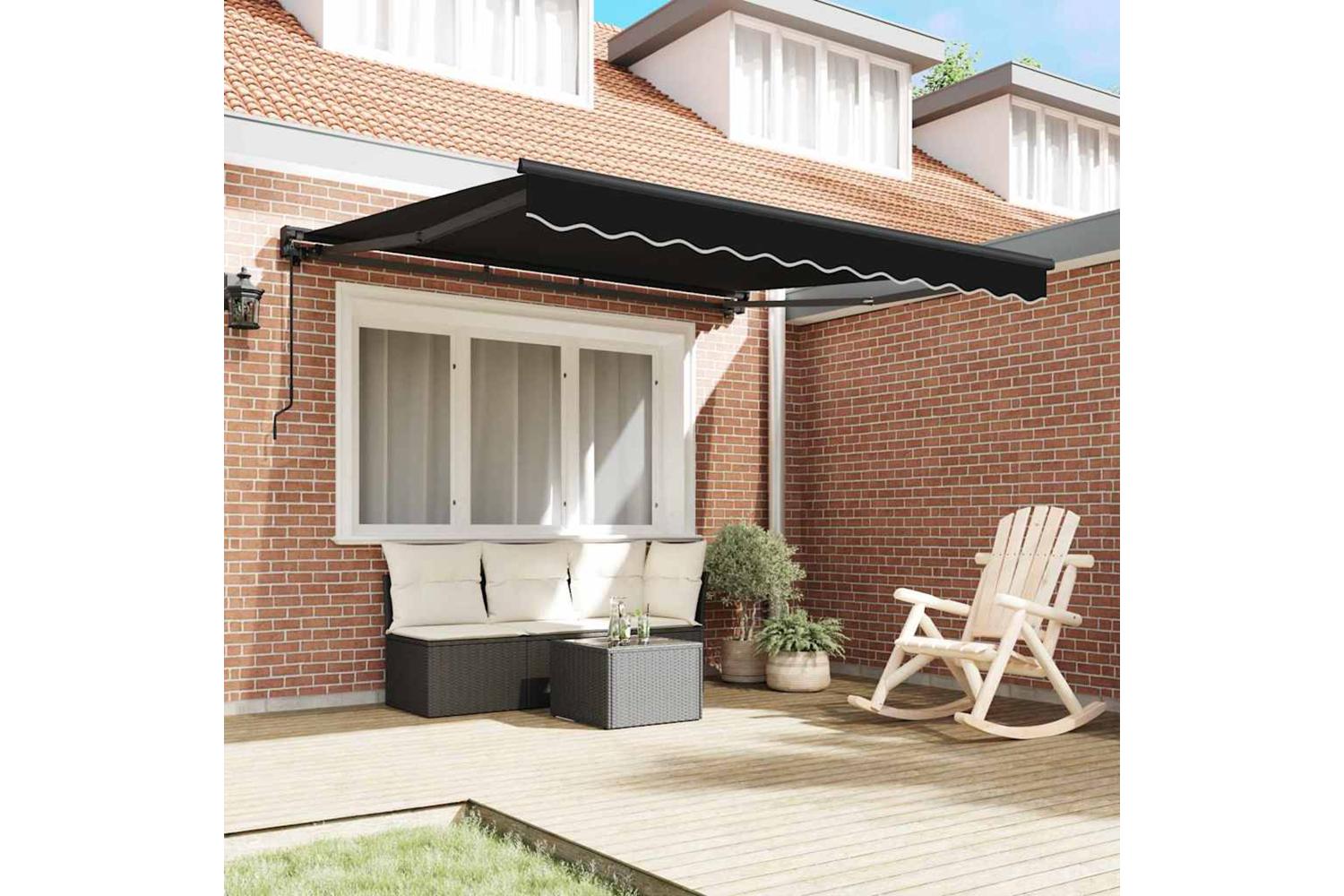Vidaxl Retractable Awning Manual Black 300x250 Cm Fabric-3