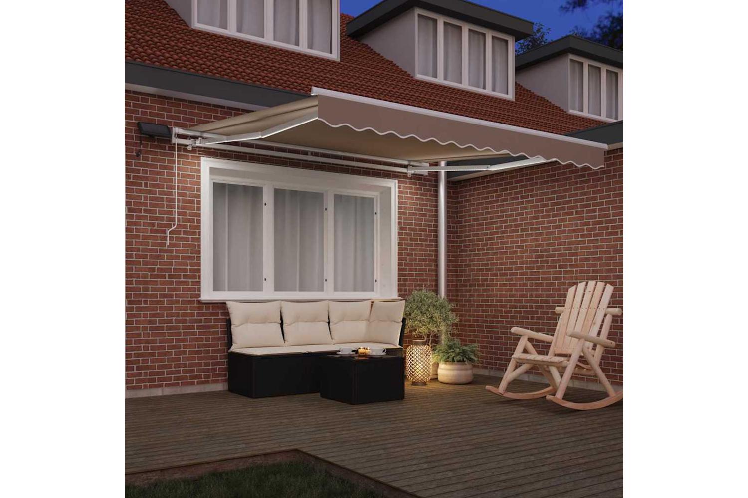Vidaxl Retractable Awning With Manual Beige 300 X 250 Cm Fabric-3