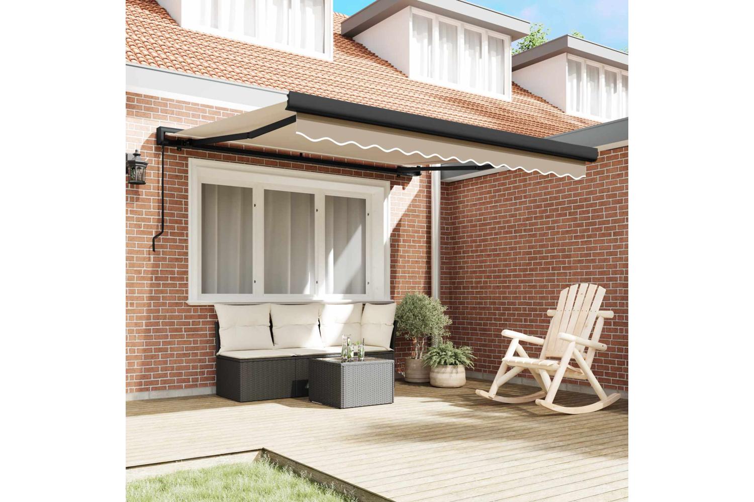 Vidaxl Retractable Awning Beige 300 X 250 Cm Fabric And Metal-3