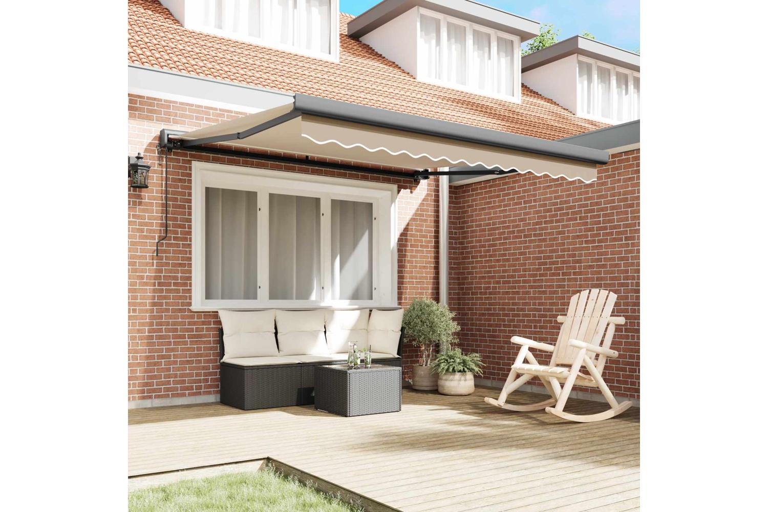 Vidaxl Retractable Awning Manual Beige 300 X 250 Cm Fabric And Metal-3