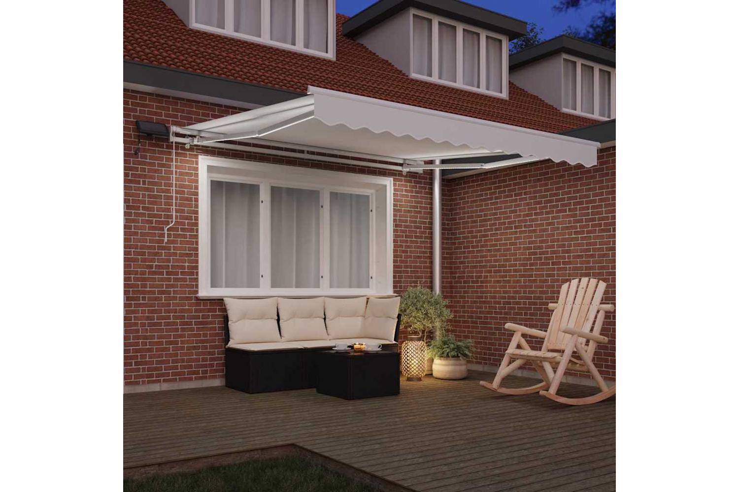 Vidaxl Retractable Awning With Manual White 300 X 250 Cm Fabric-3