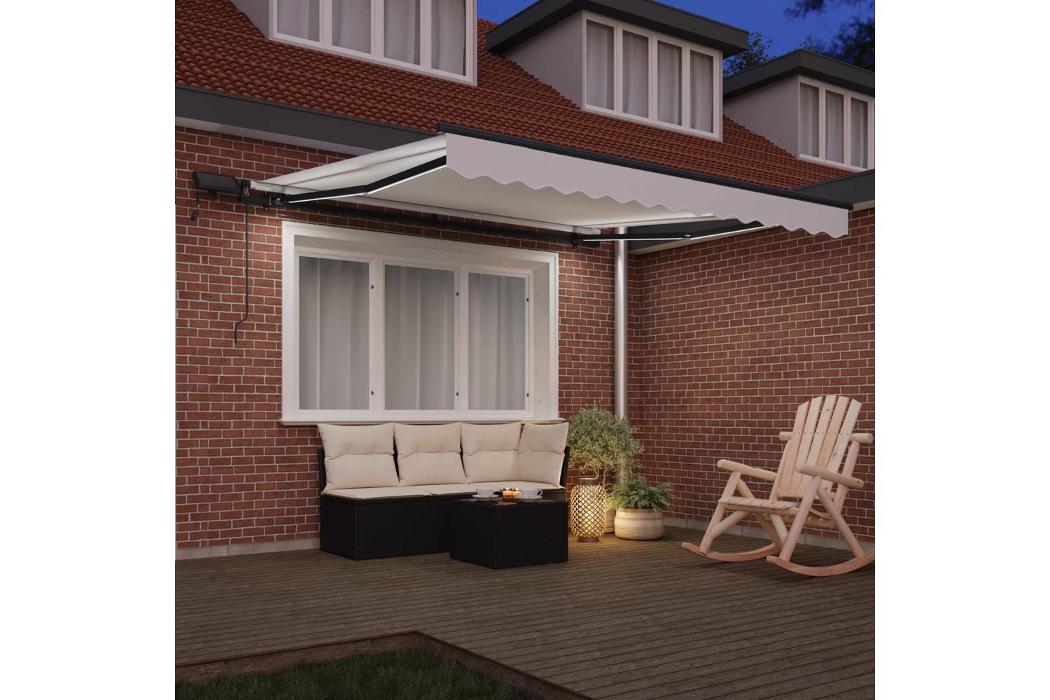 Vidaxl Retractable Awning Manual White 300 X 250 Cm Fabric-4