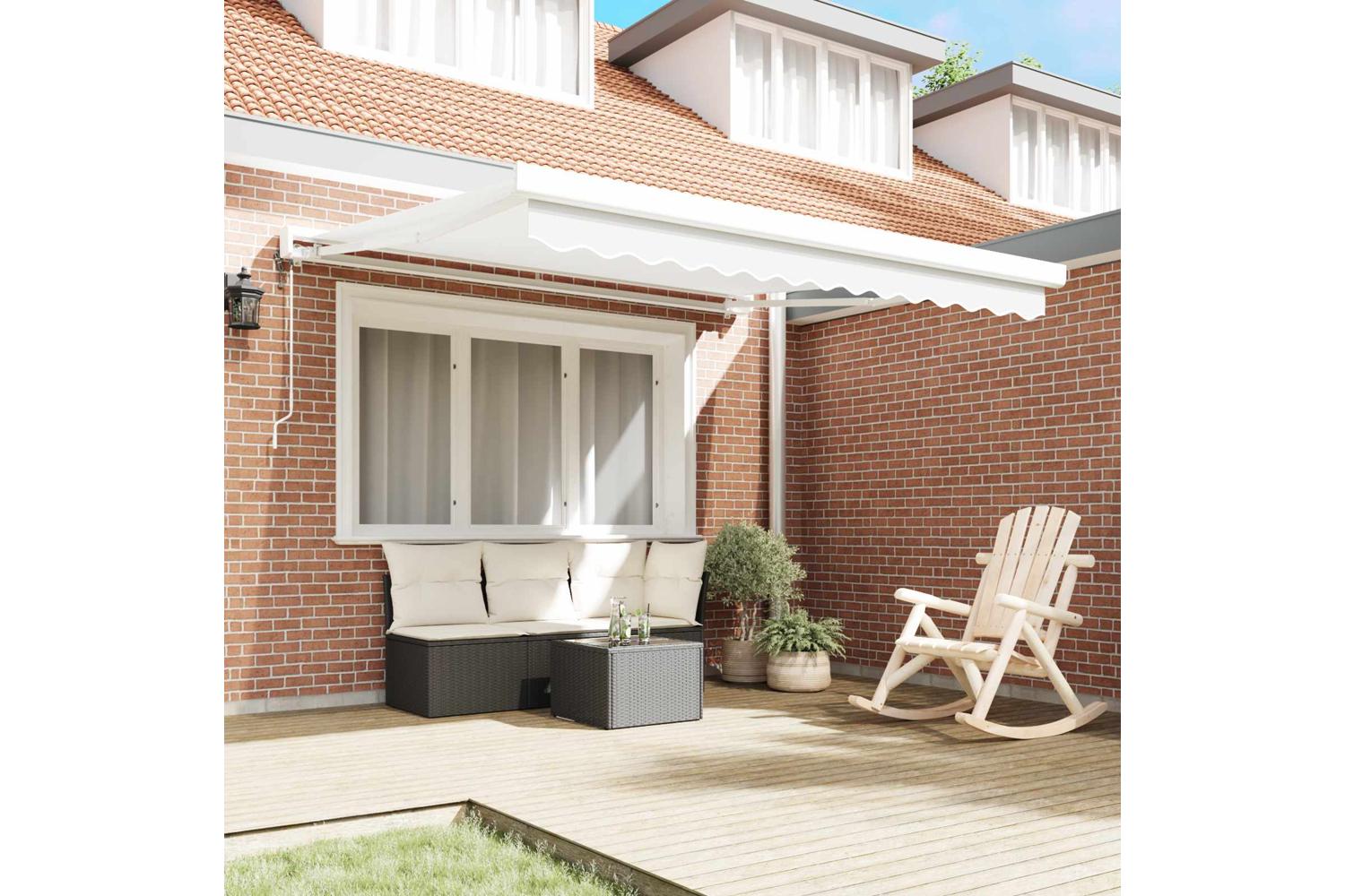 Vidaxl Retractable Awning Manual White 300 X 250 Cm Fabric And Metal-3