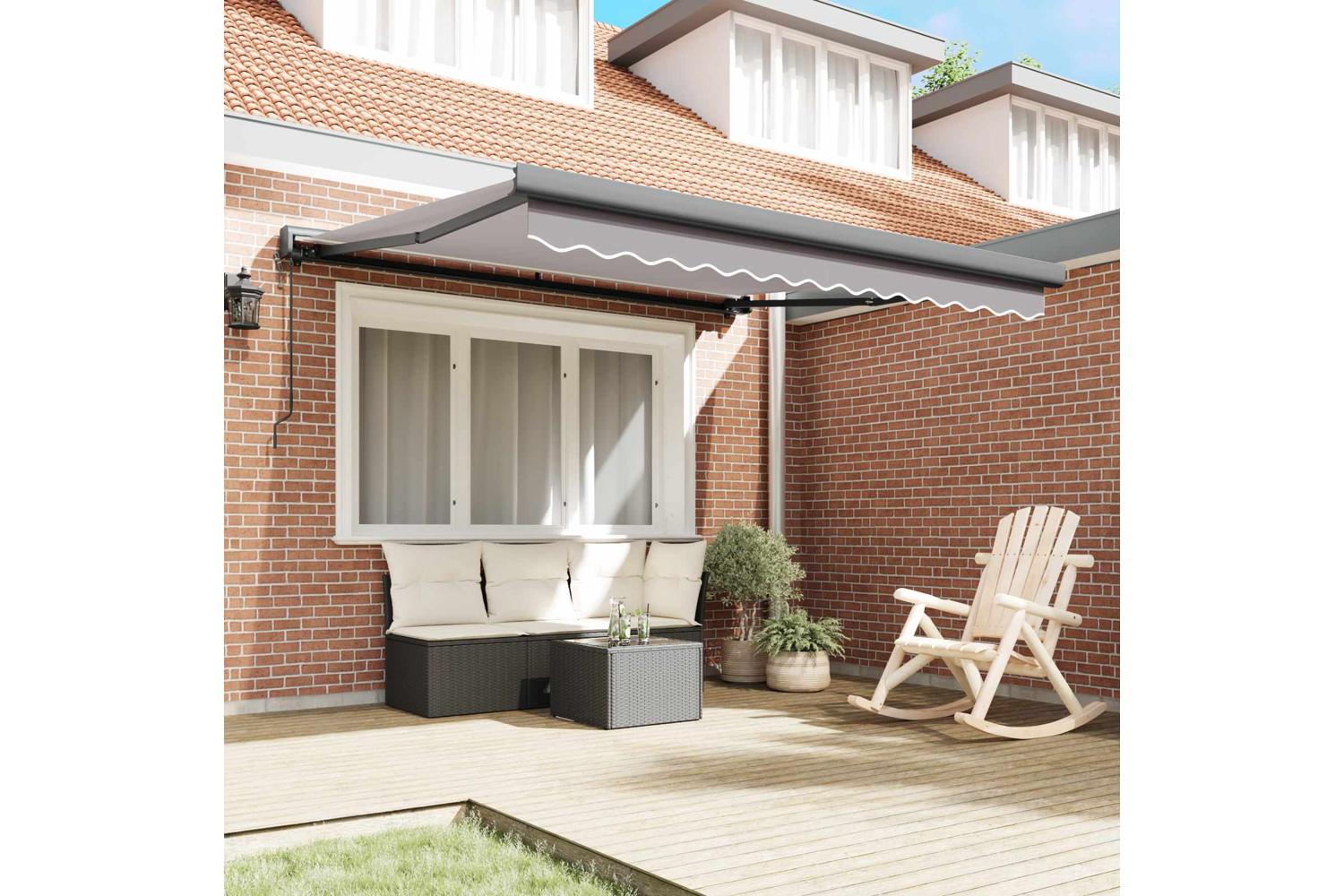 Vidaxl Retractable Awning Light Grey 300 X 250 Cm Fabric And Metal-3
