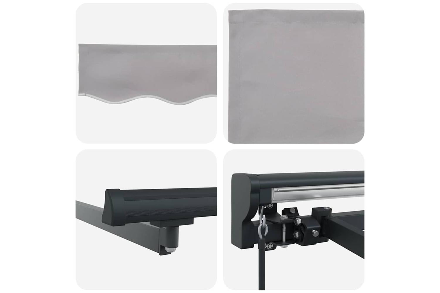 Vidaxl Retractable Awning Manual Light Grey 300x250 Cm Fabric-8