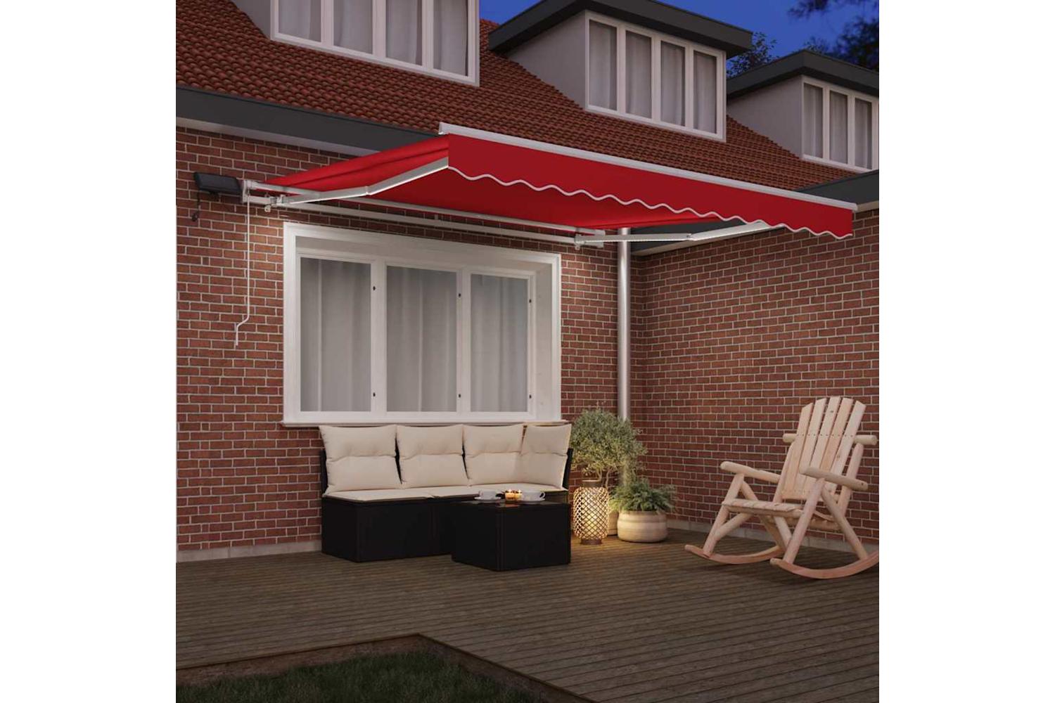 Vidaxl Retractable Awning With Manual Red 300 X 250 Cm Fabric-3