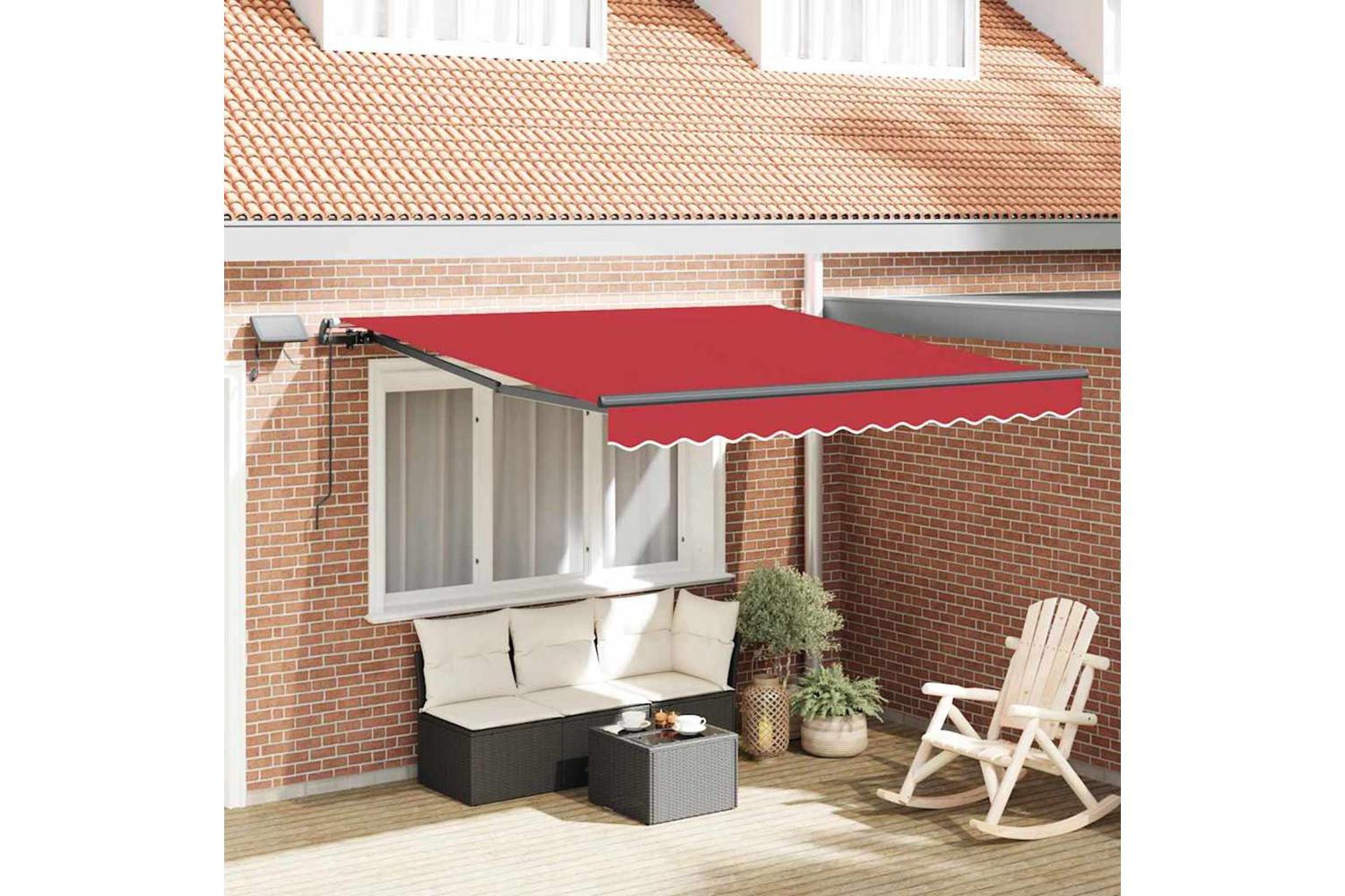 Vidaxl Retractable Awning Manual Red 300 X 250 Cm Fabric-3