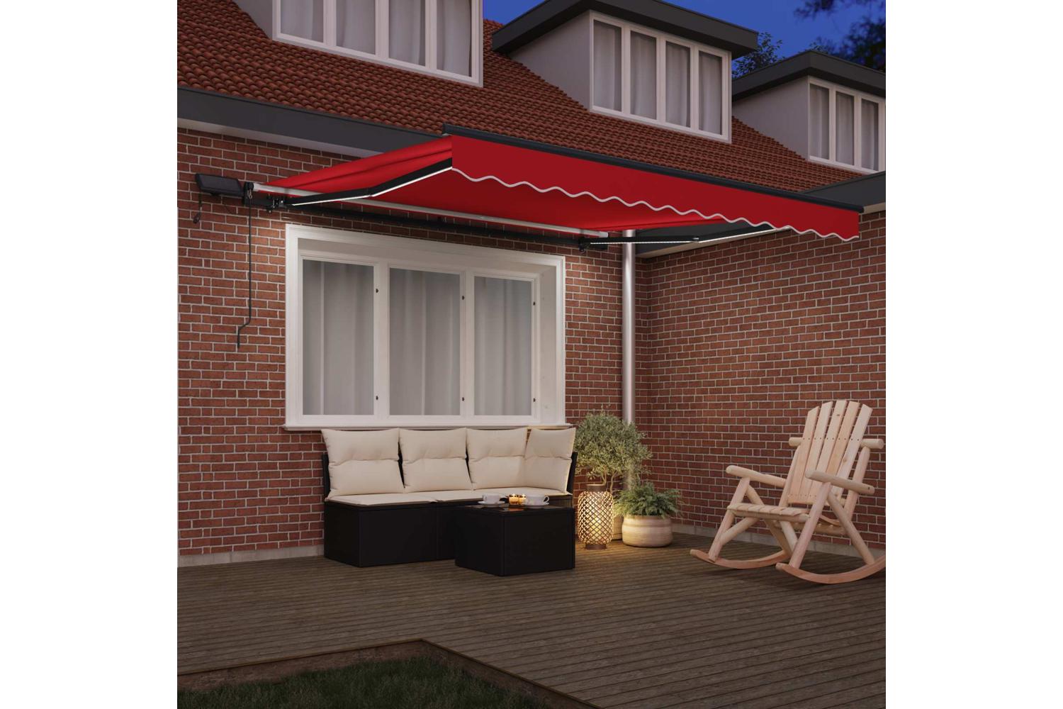 Vidaxl Retractable Awning Manual Red 300 X 250 Cm Fabric-4