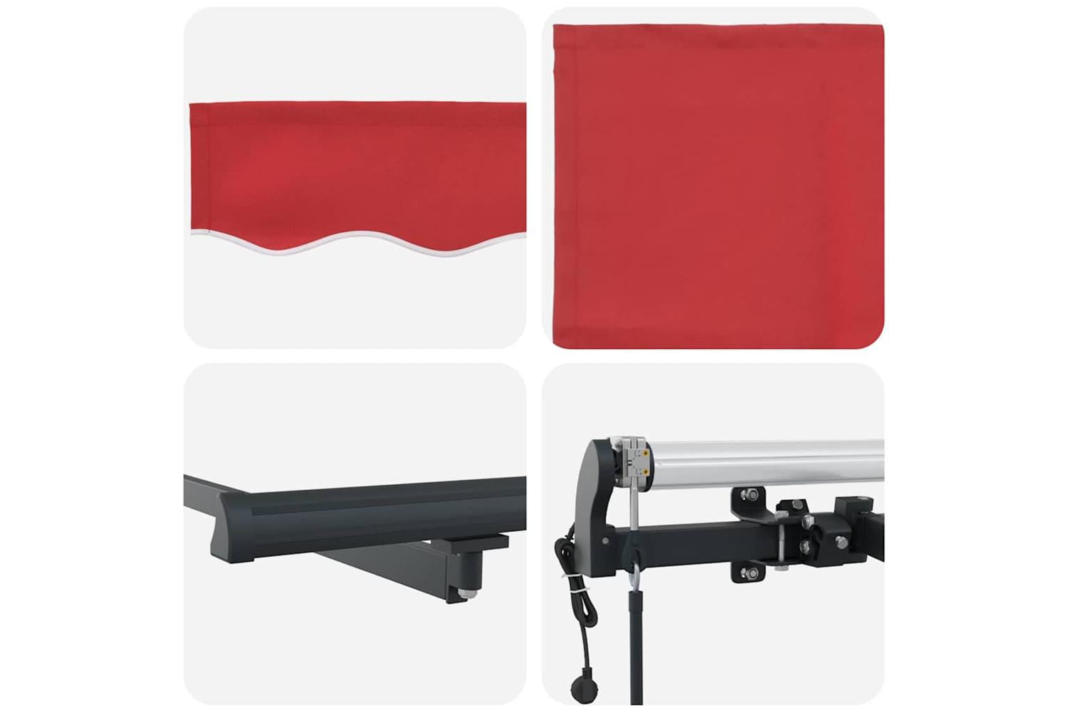 Vidaxl Retractable Awning Red 300 X 250 Cm Fabric-8