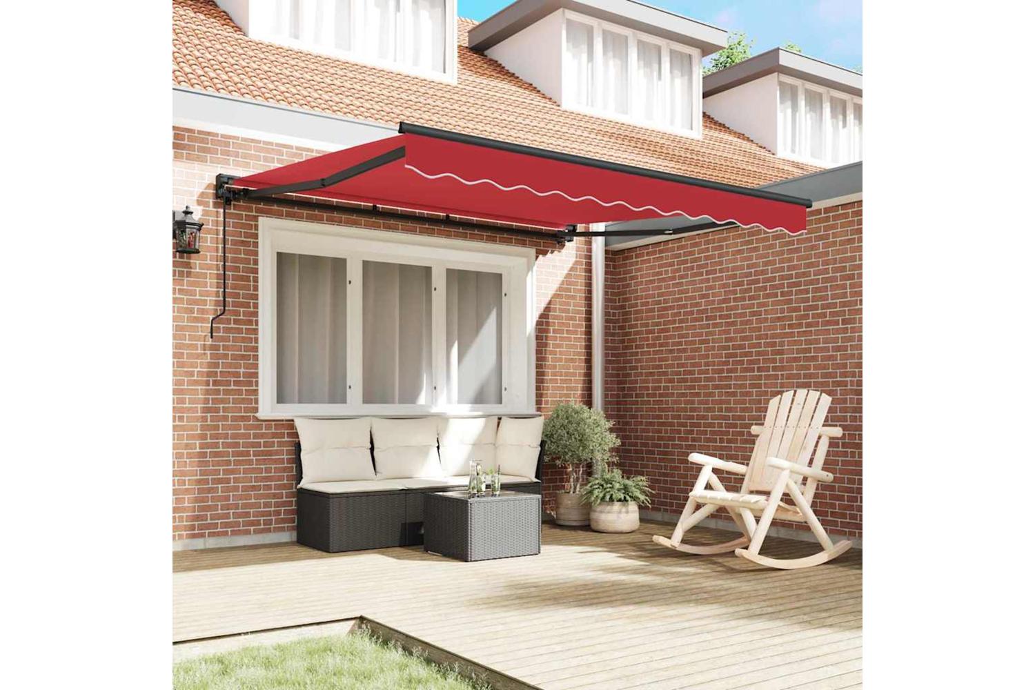Vidaxl Retractable Awning Manual Red 300x250 Cm Fabric-3