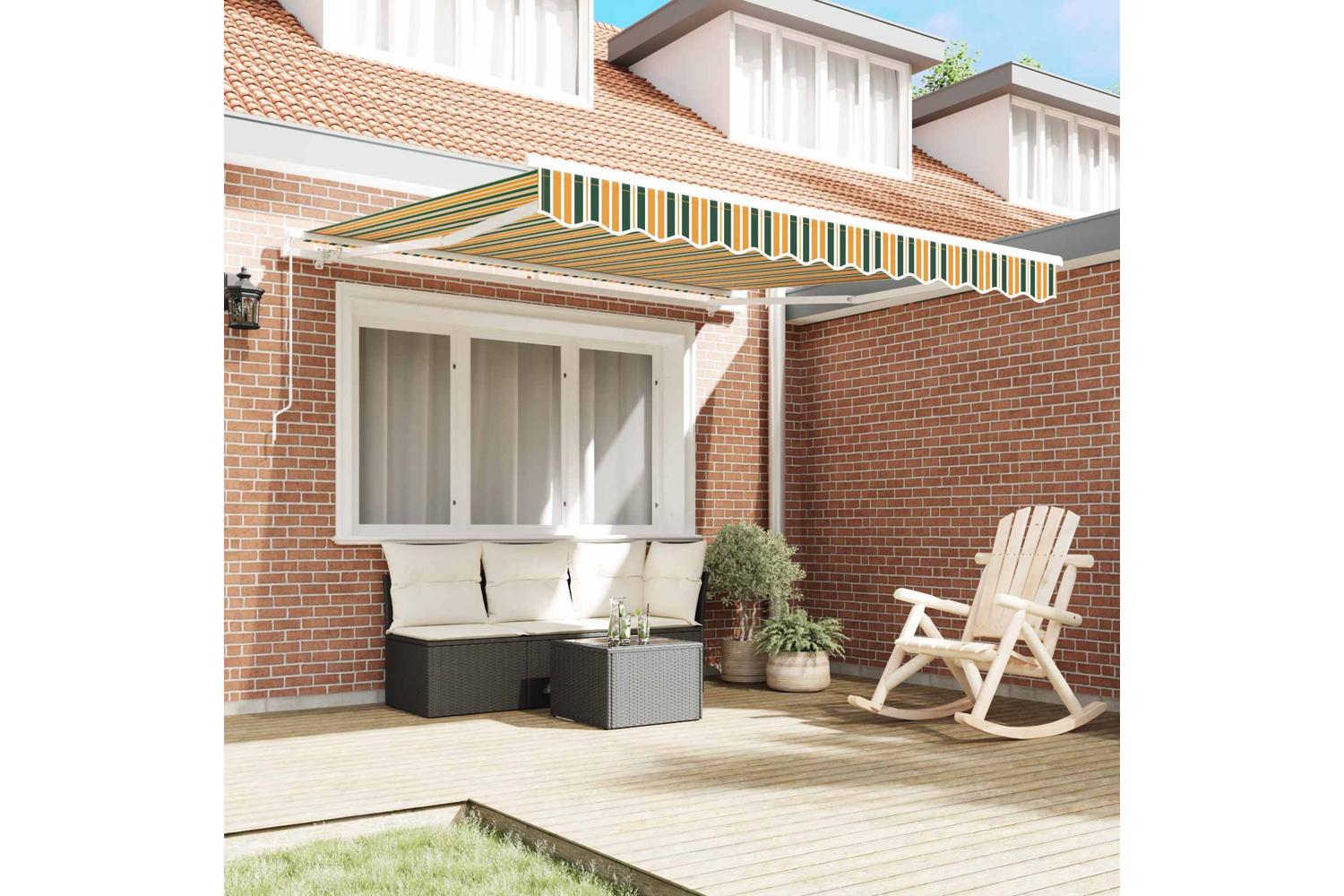 Vidaxl Awning Striped Green And Yellow 3 X 25 M Polyester And Metal-3