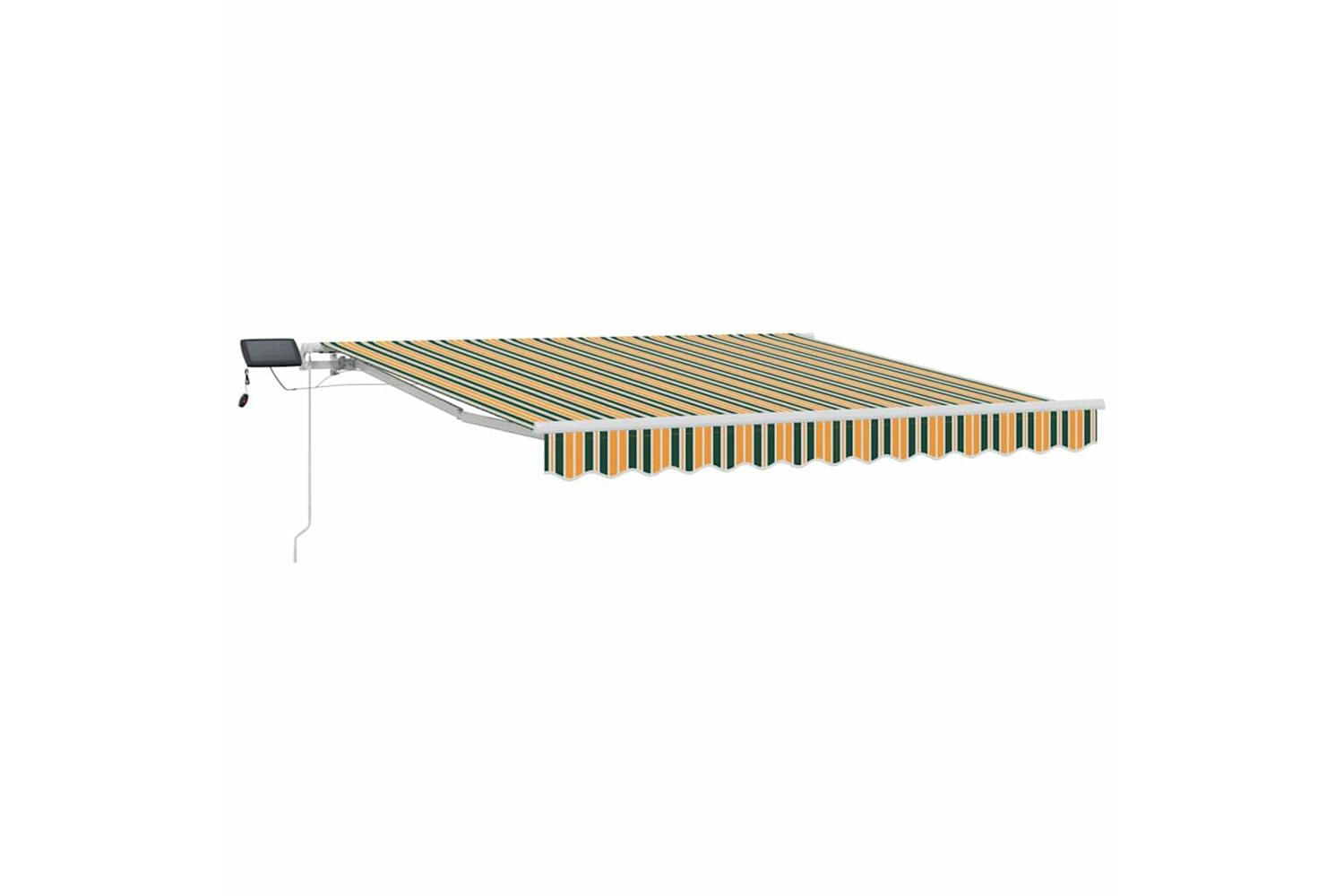 Vidaxl Retractable Awning With Green And Yellow 300 X 250 Cm Fabric-2
