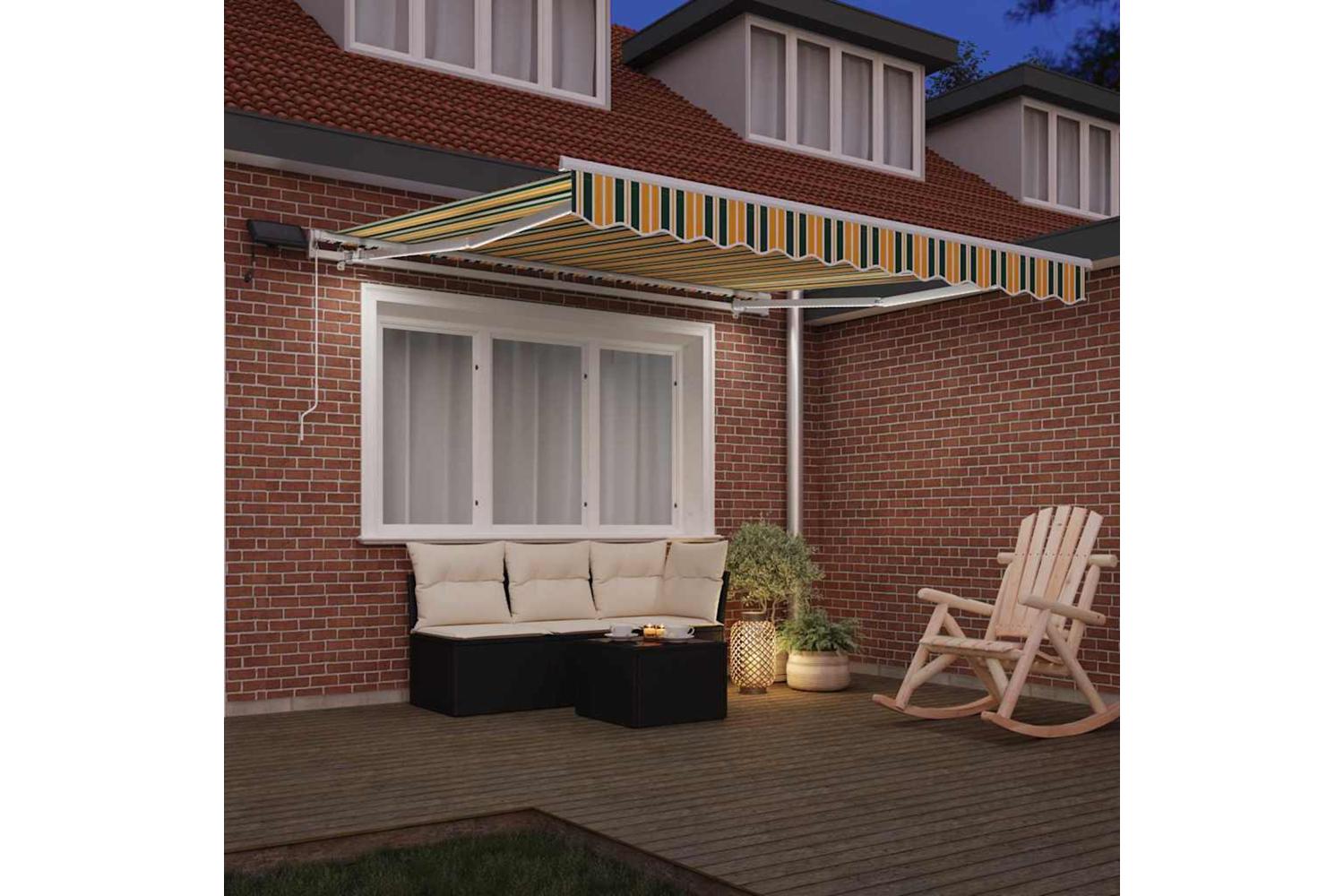 Vidaxl Retractable Awning With Green And Yellow 300 X 250 Cm Fabric-3
