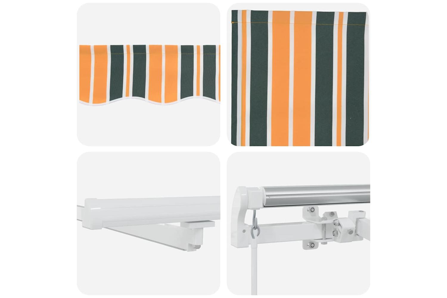 Vidaxl Retractable Awning With Green And Yellow 300 X 250 Cm Fabric-10