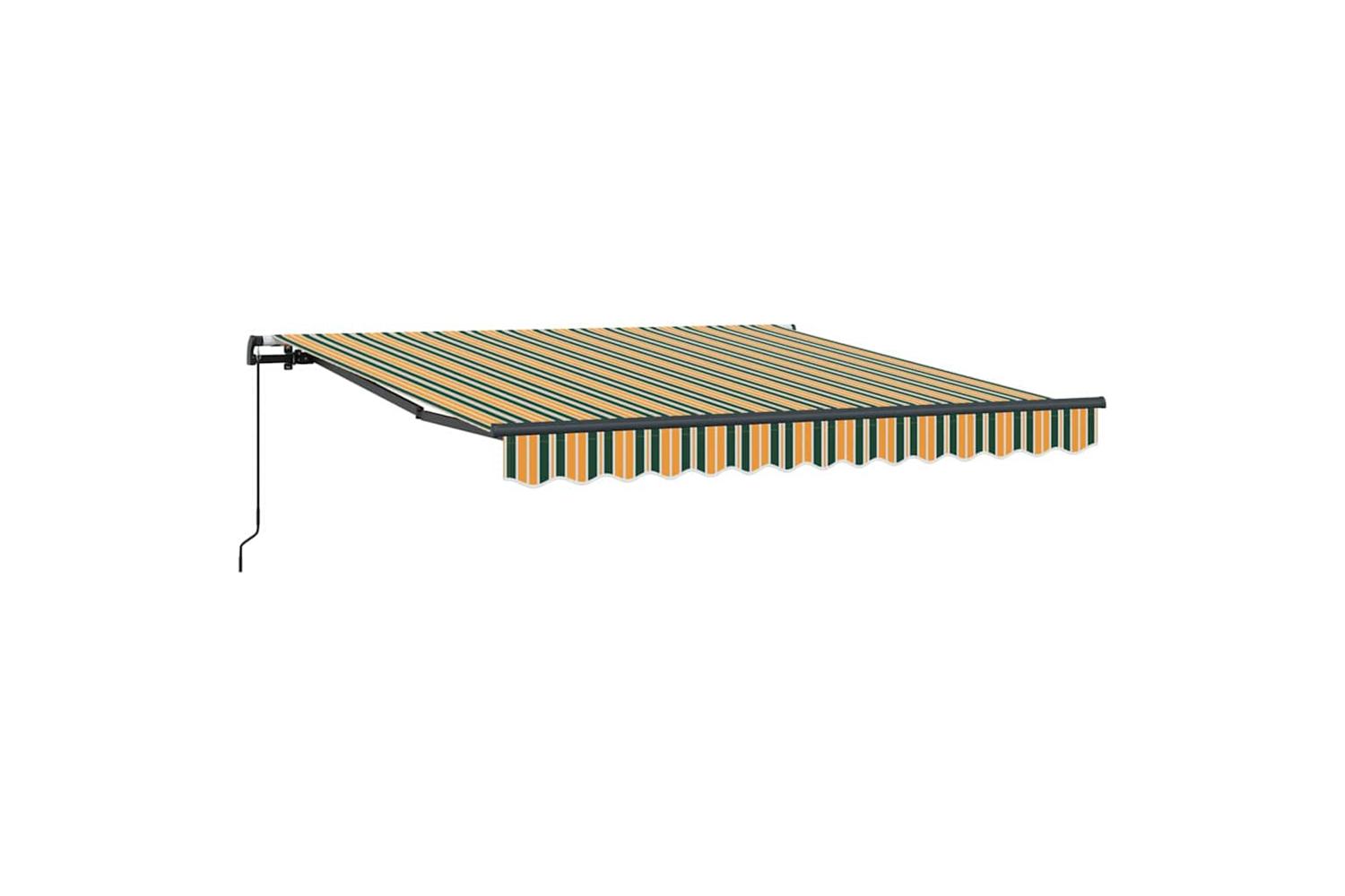 Vidaxl Retractable Awning Manual Green And Yellow 300 X 250 Cm Fabric