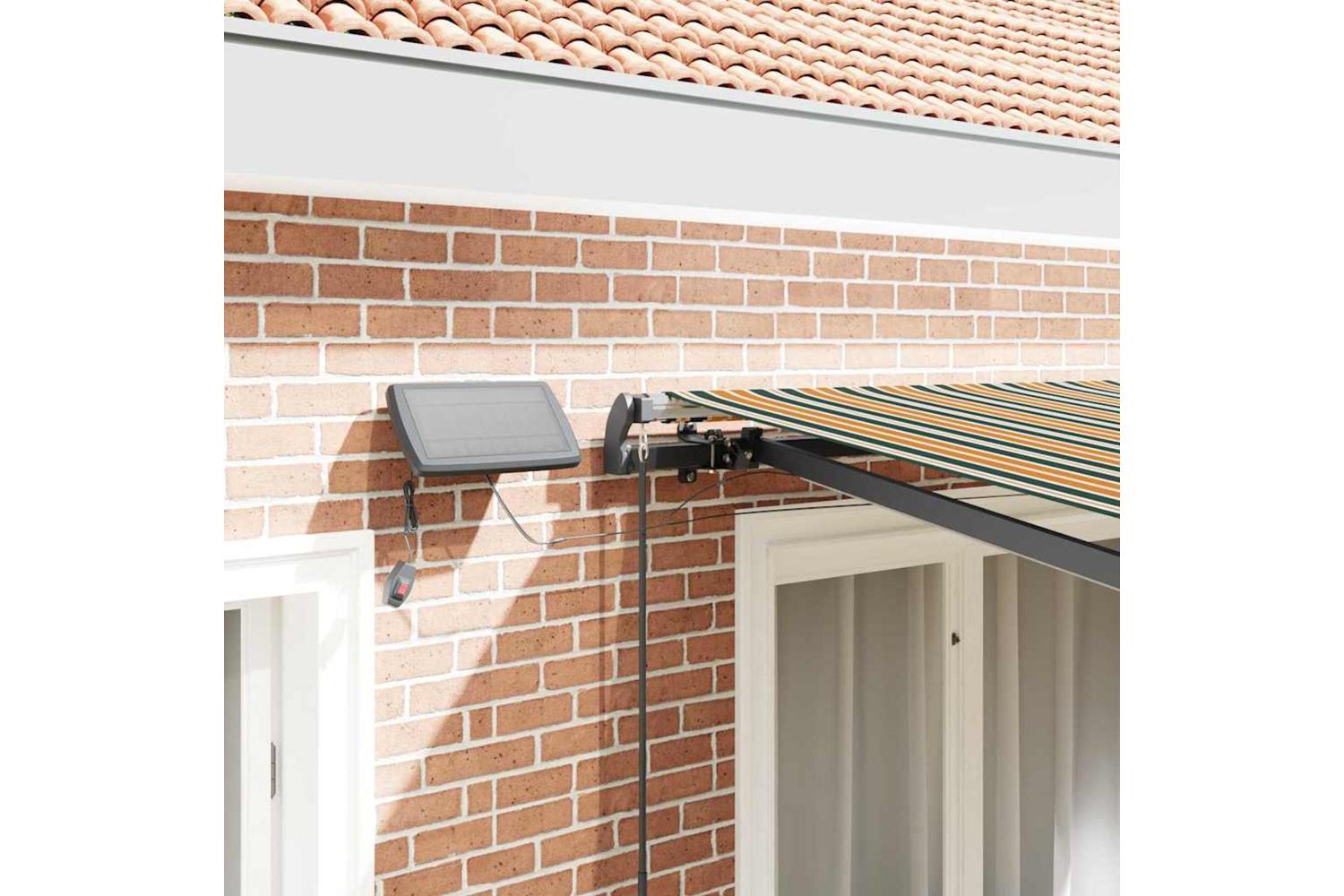Vidaxl Retractable Awning Manual Green And Yellow 300 X 250 Cm Fabric-4