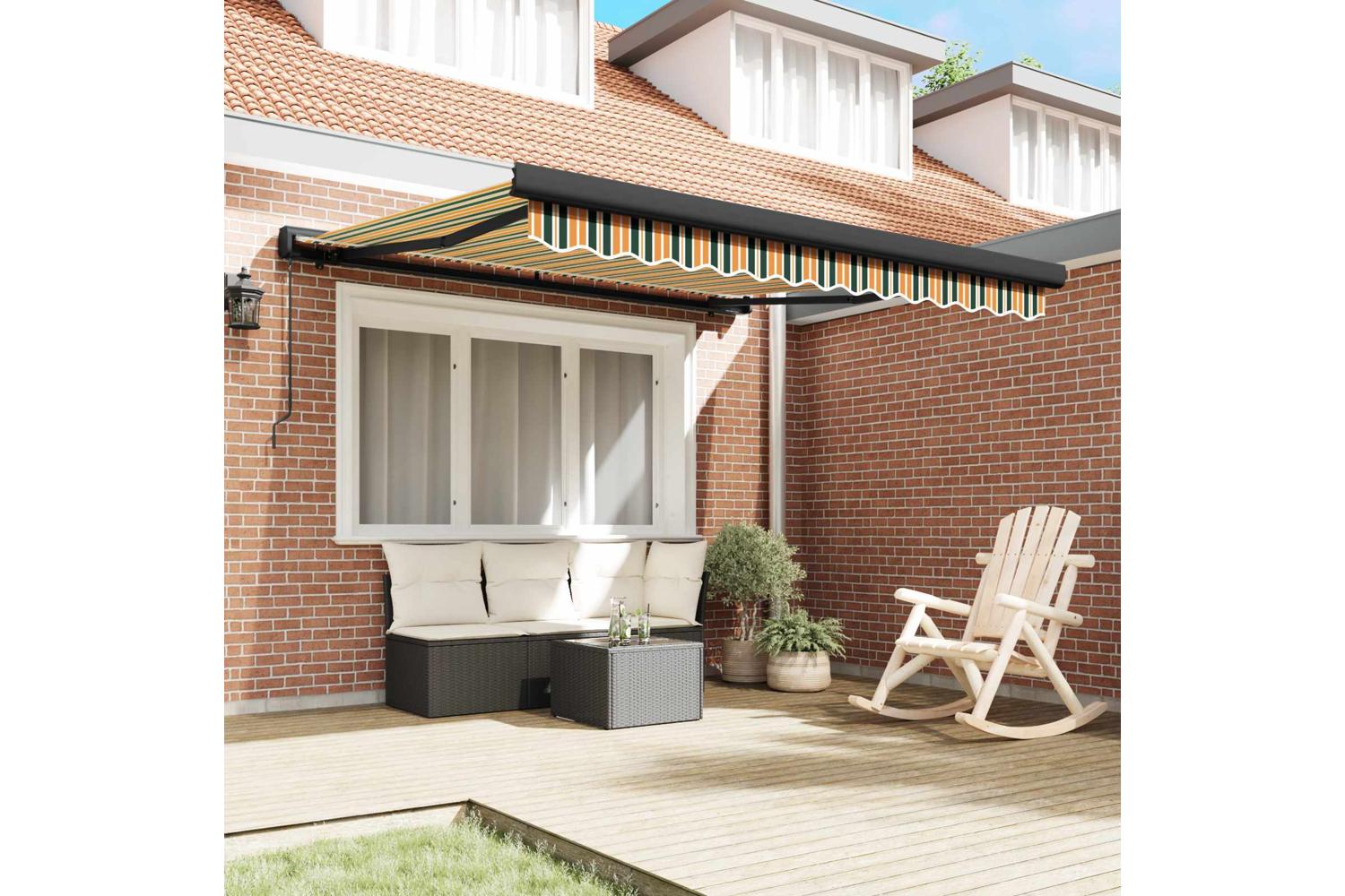 Vidaxl Retractable Awning Green And Yellow 300 X 250 Cm-3