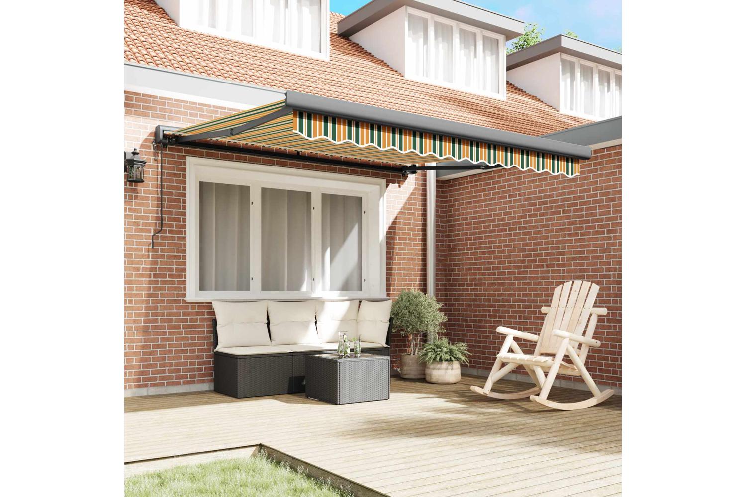 Vidaxl Retractable Awning Manual Green And Yellow 300 X 250 Cm-3