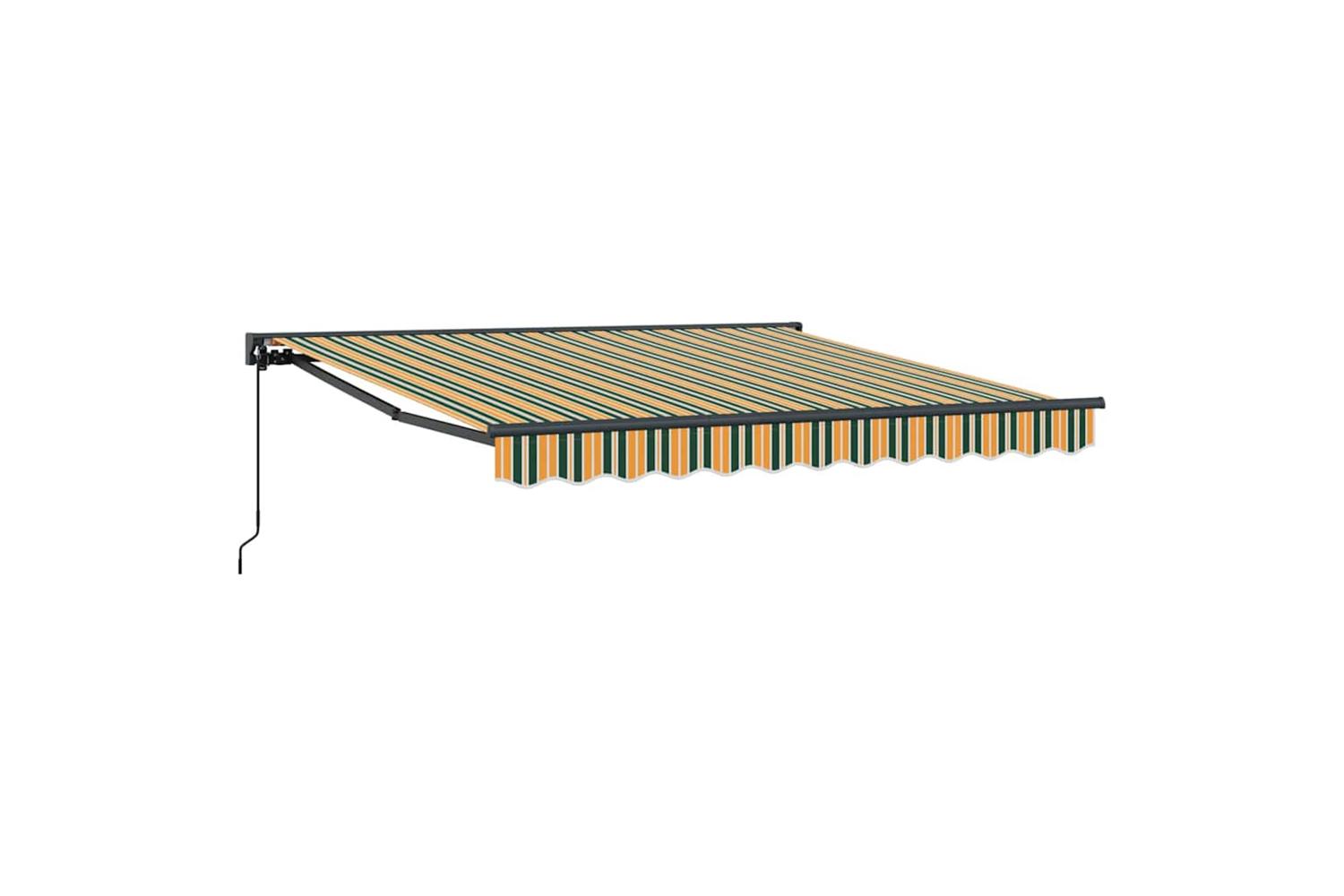 Vidaxl Retractable Awning Manual Green And Yellow 300x250 Cm Fabric-2