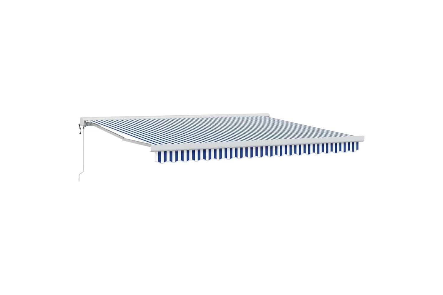 Vidaxl Retractable Awning Blue And White 350 X 250 Cm Fabric And Metal-2
