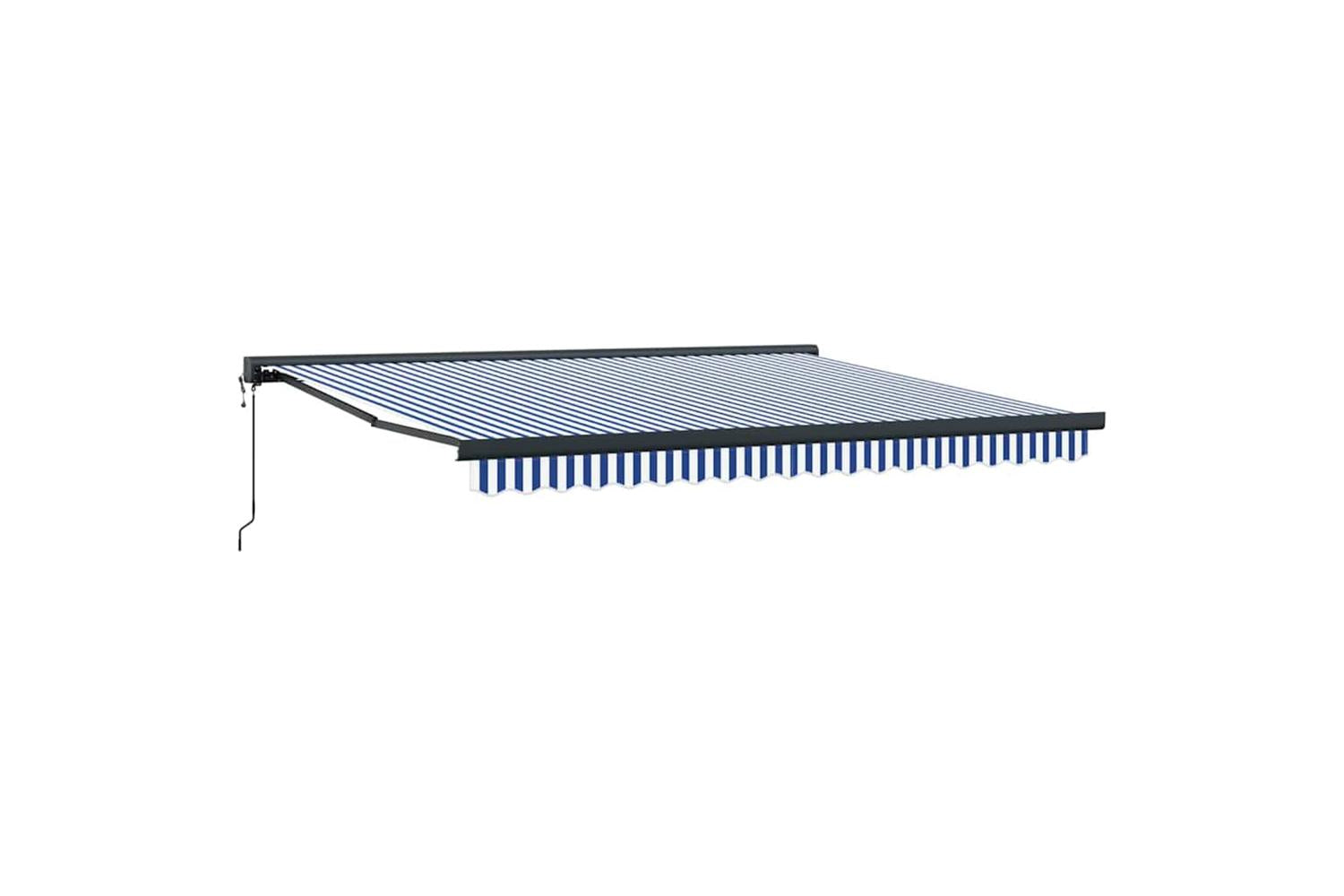 Vidaxl Retractable Awning Blue And White 350 X 250 Cm Fabric And Metal-5