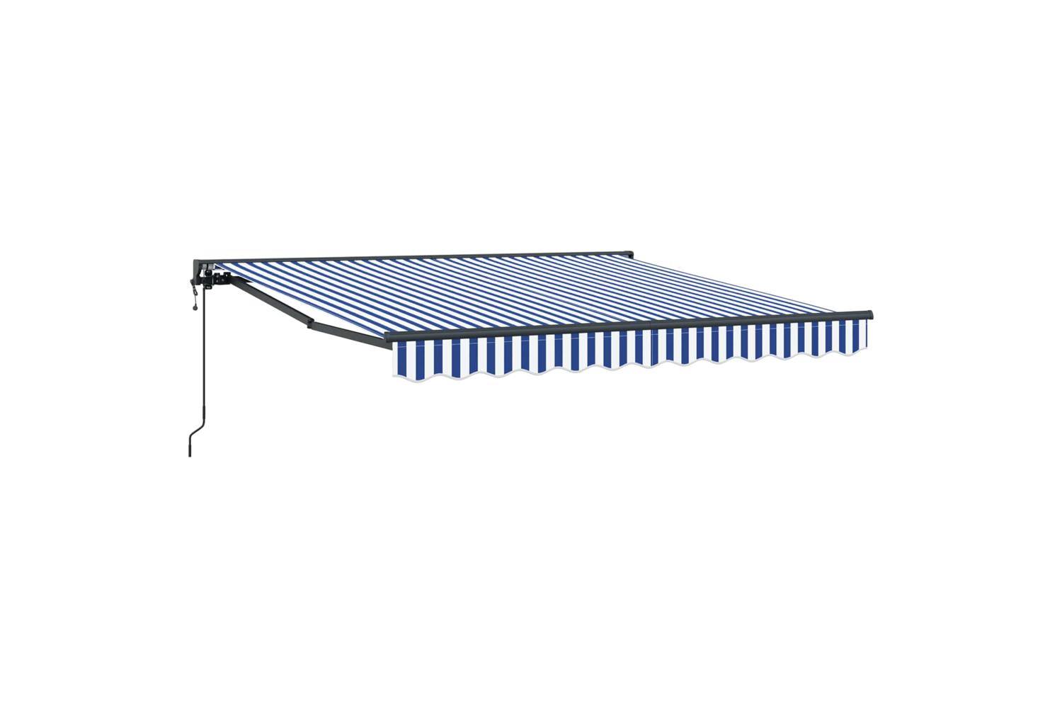 Vidaxl Retractable Awning Blue And White 350x250 Cm Fabric-2