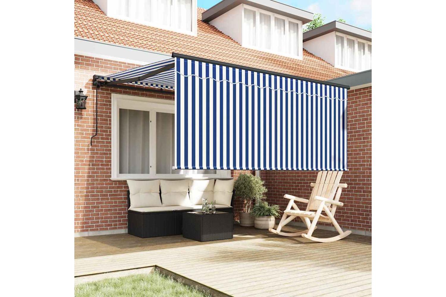 Vidaxl Retractable Awning Manual Blue And Anthracite 350 X 250 Cm-3