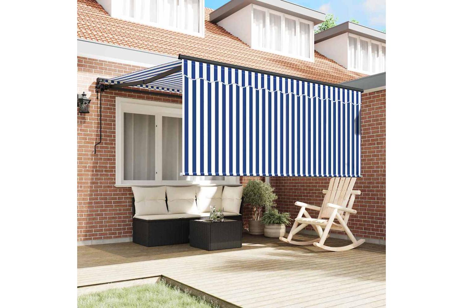 Vidaxl Retractable Awning Manual Blue And Anthracite 350 X 250 Cm-3