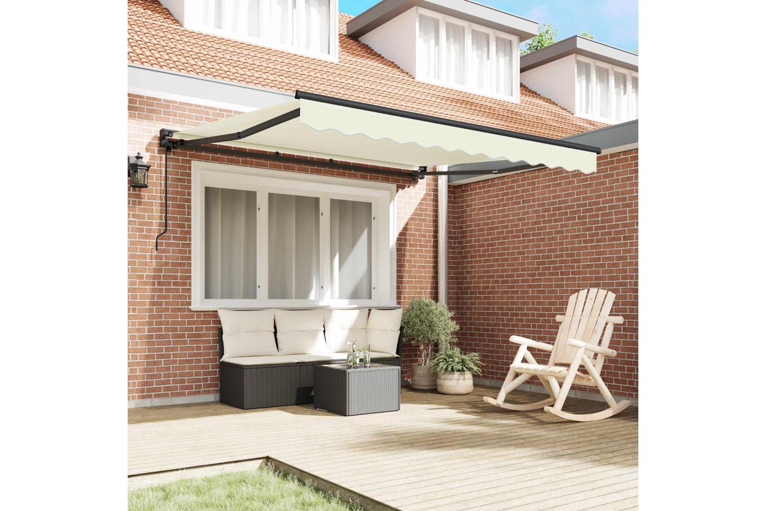 Vidaxl Retractable Awning Manual Cream 350x250 Cm Fabric-3