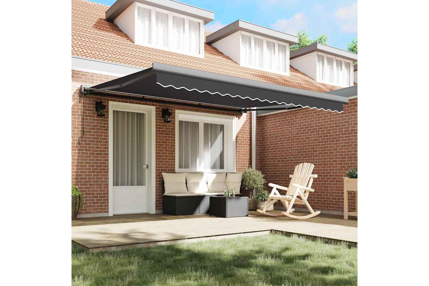 Vidaxl Retractable Awning Manual Orange And White 350 X 250 Cm-3