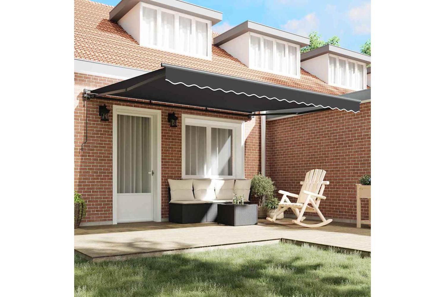 Vidaxl Retractable Awning Manual Orange And White 350 X 250 Cm-3