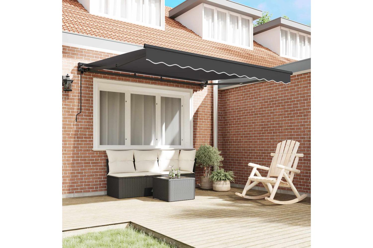 Vidaxl Retractable Awning Manual Anthracite 350x250 Cm Fabric-3