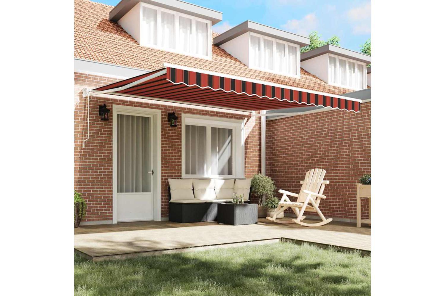 Vidaxl Retractable Awning With Red And Black 350 X 250 Cm Fabric-3