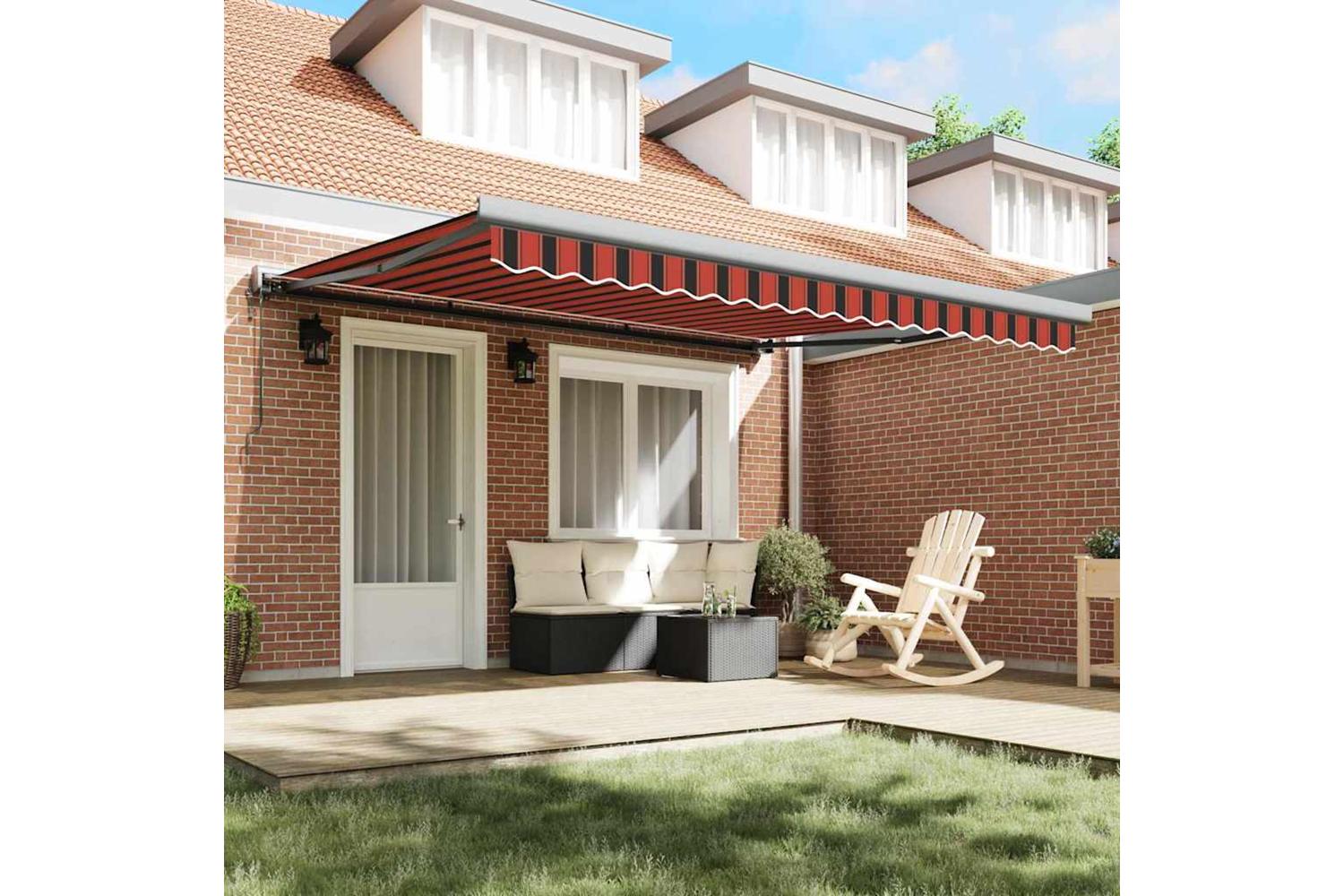 Vidaxl Retractable Awning Manual Red And Black 350 X 250 Cm Fabric-3