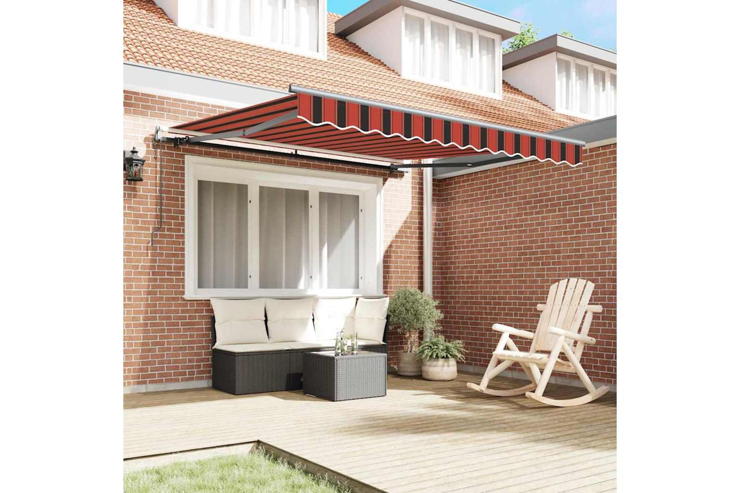 Vidaxl Retractable Awning Red And Black 350 X 250 Cm Fabric-3